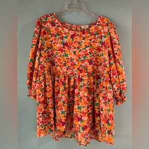 Umgee+ ladies floral print baby doll style top, size 2X
